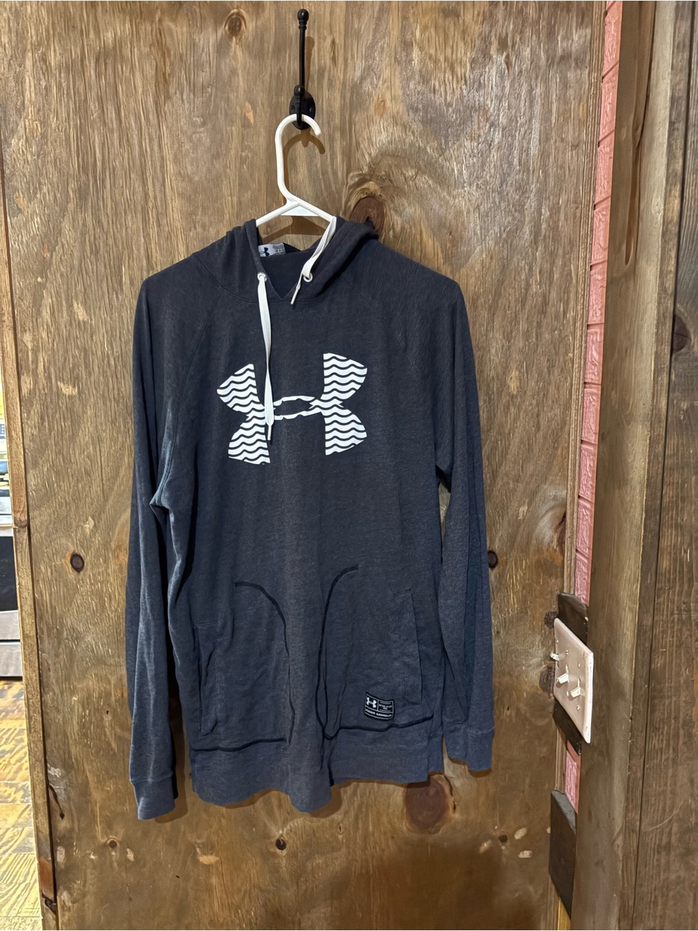 Under Armour Men's Dark Gray Hooded Pullover with White Logo